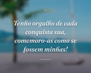 Tenho orgulho de cada conquista sua, comemoro-as como se fossem minhas!