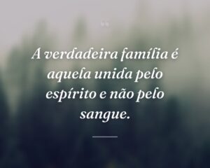 A verdadeira família é aquela unida pelo espírito e não pelo sangue.