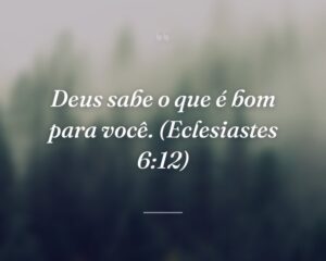 Deus sabe o que é bom para você. (Eclesiastes 6:12)