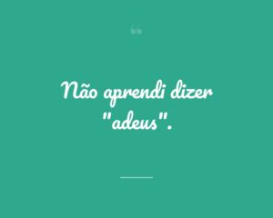 Não aprendi dizer "adeus".