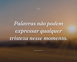 Palavras não podem expressar qualquer tristeza nesse momento.