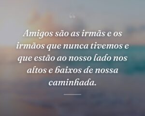 Amigos são as irmãs e os irmãos que nunca tivemos e que estão ao nosso lado nos altos e baixos de nossa caminhada.