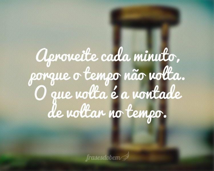 Aproveite cada minuto, porque o tempo não volta. O que volta é a vontade de voltar no tempo.