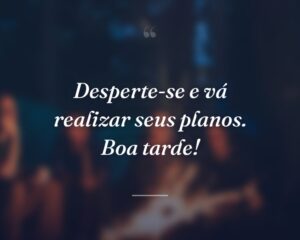 Desperte-se e vá realizar seus planos. Boa tarde!