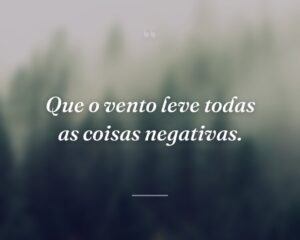 Que o vento leve todas as coisas negativas.