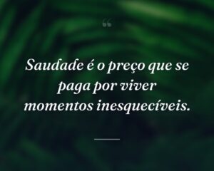 Saudade é o preço que se paga por viver momentos inesquecíveis.