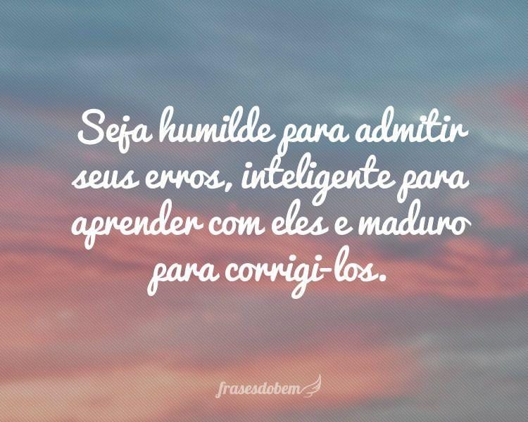 Seja humilde para admitir seus erros, inteligente para aprender com eles e maduro para corrigi-los.