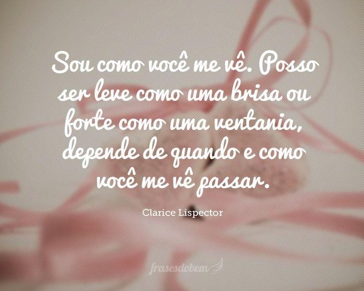 Sou como você me vê. Posso ser leve como uma brisa ou forte como uma ventania, depende de quando e como você me vê passar.
