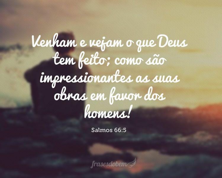 Venham e vejam o que Deus tem feito; como são impressionantes as suas obras em favor dos homens! (Salmos 66:5)