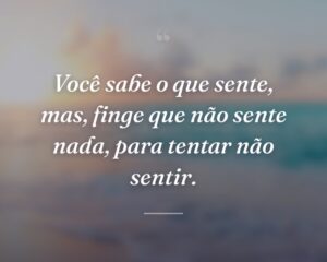 Você sabe o que sente, mas, finge que não sente nada, para tentar não sentir.