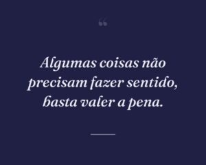 Algumas coisas não precisam fazer sentido, basta valer a pena.