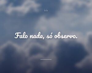 Falo nada, só observo.