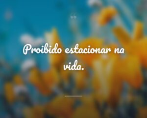 Proibido estacionar na vida.
