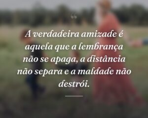 A verdadeira amizade é aquela que a lembrança não se apaga, a distância não separa e a maldade não destrói.