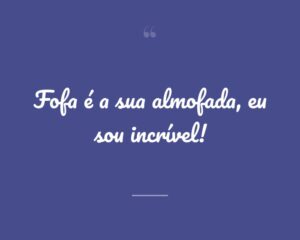 Fofa é a sua almofada, eu sou incrível!