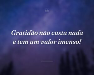 Gratidão não custa nada e tem um valor imenso!