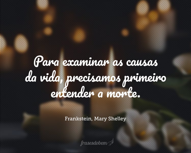 Para examinar as causas da vida, precisamos primeiro entender a morte.