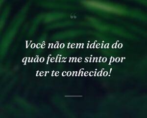 Você não tem ideia do quão feliz me sinto por ter te conhecido!