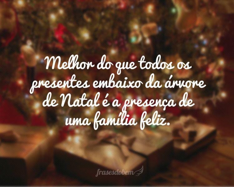 Melhor do que todos os presentes embaixo da árvore de Natal é a presença de uma família feliz. 