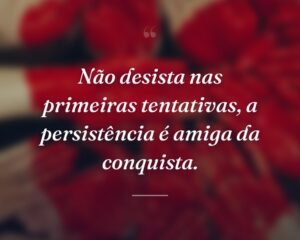 Não desista nas primeiras tentativas, a persistência é amiga da conquista.
