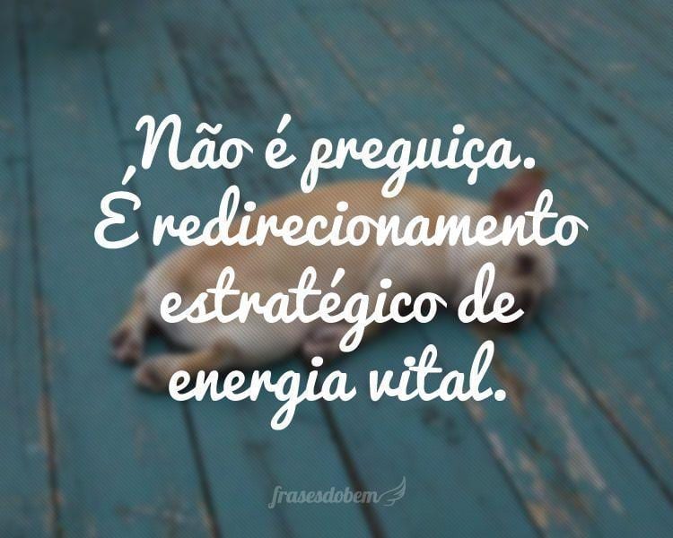 Não é preguiça. É redirecionamento estratégico de energia vital.