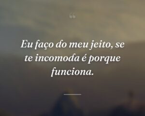 Eu faço do meu jeito, se te incomoda é porque funciona.