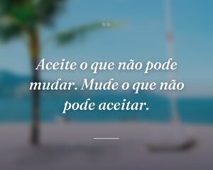 Aceite o que não pode mudar. Mude o que não pode aceitar.