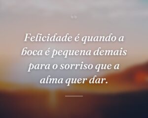 Felicidade é quando a boca é pequena demais para o sorriso que a alma quer dar.