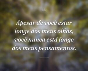 Apesar de você estar longe dos meus olhos, você nunca está longe dos meus pensamentos.