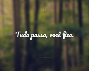 Tudo passa, você fica.