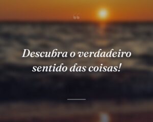 Descubra o verdadeiro sentido das coisas!