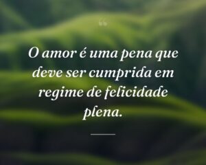 O amor é uma pena que deve ser cumprida em regime de felicidade plena.