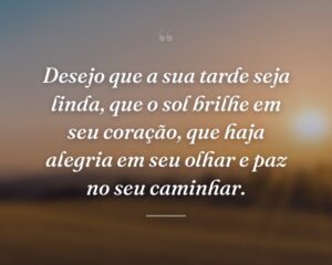 Desejo que a sua tarde seja linda, que o sol brilhe em seu coração, que haja alegria em seu olhar e paz no seu caminhar.