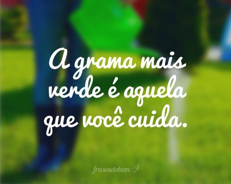 A grama mais verde é aquela que você cuida.
