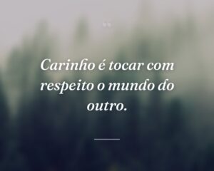 Carinho é tocar com respeito o mundo do outro.