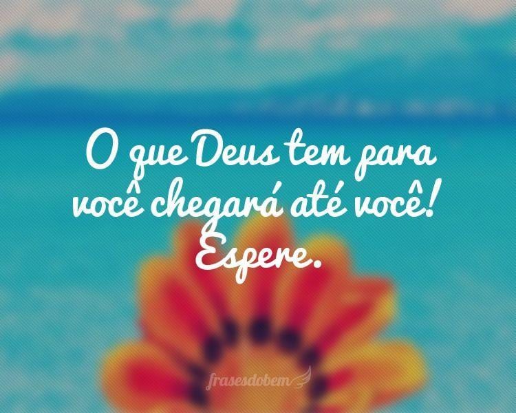 O que Deus tem para você chegará até você! Espere.

 