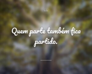 Quem parte também fica partido.