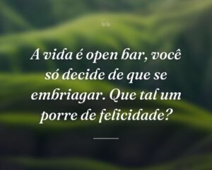 A vida é open bar, você só decide de que se embriagar. Que tal um porre de felicidade?