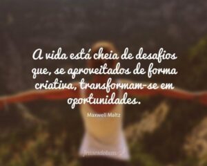 A vida está cheia de desafios que, se aproveitados de forma criativa, transformam-se em oportunidades.

 

 