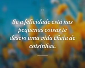 Se a felicidade está nas pequenas coisas te desejo uma vida cheia de coisinhas.