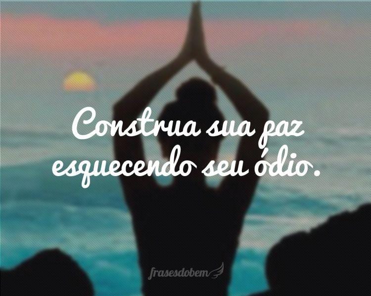 Construa sua paz esquecendo seu ódio.