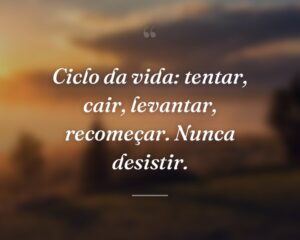 Ciclo da vida: tentar, cair, levantar, recomeçar. Nunca desistir.