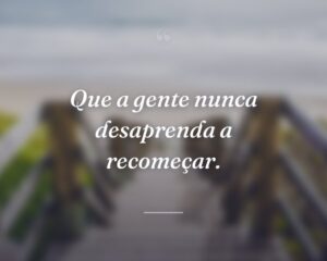 Que a gente nunca desaprenda a recomeçar.