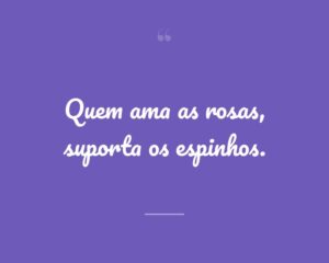 Quem ama as rosas, suporta os espinhos.