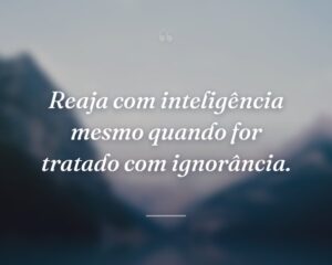 Reaja com inteligência mesmo quando for tratado com ignorância.