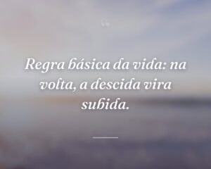 Regra básica da vida: na volta, a descida vira subida.