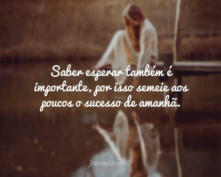 Saber esperar também é importante, por isso semeie aos poucos o sucesso de amanhã.