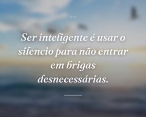 Ser inteligente é usar o silencio para não entrar em brigas desnecessárias.