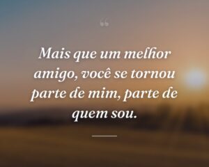 Mais que um melhor amigo, você se tornou parte de mim, parte de quem sou.