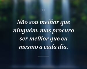Não sou melhor que ninguém, mas procuro ser melhor que eu mesmo a cada dia.